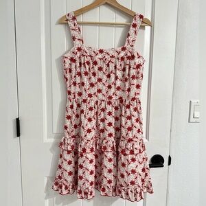 Adelyn Rae Red and White Floral Mini Dress